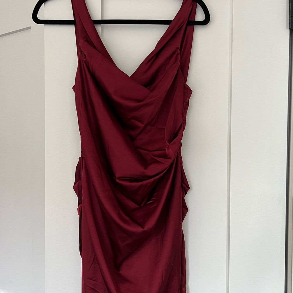 Satin burgundy dress